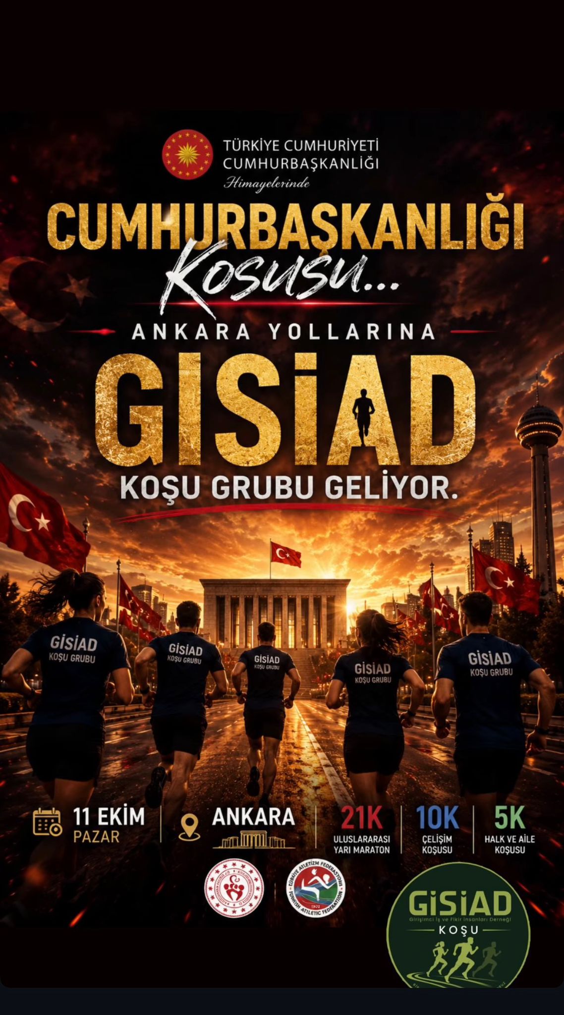 GİSİAD Koşu Grubu Ankara’da Türkiye’nin Prestijli Spor Organizasyonlarından Birinde Yer Alacak