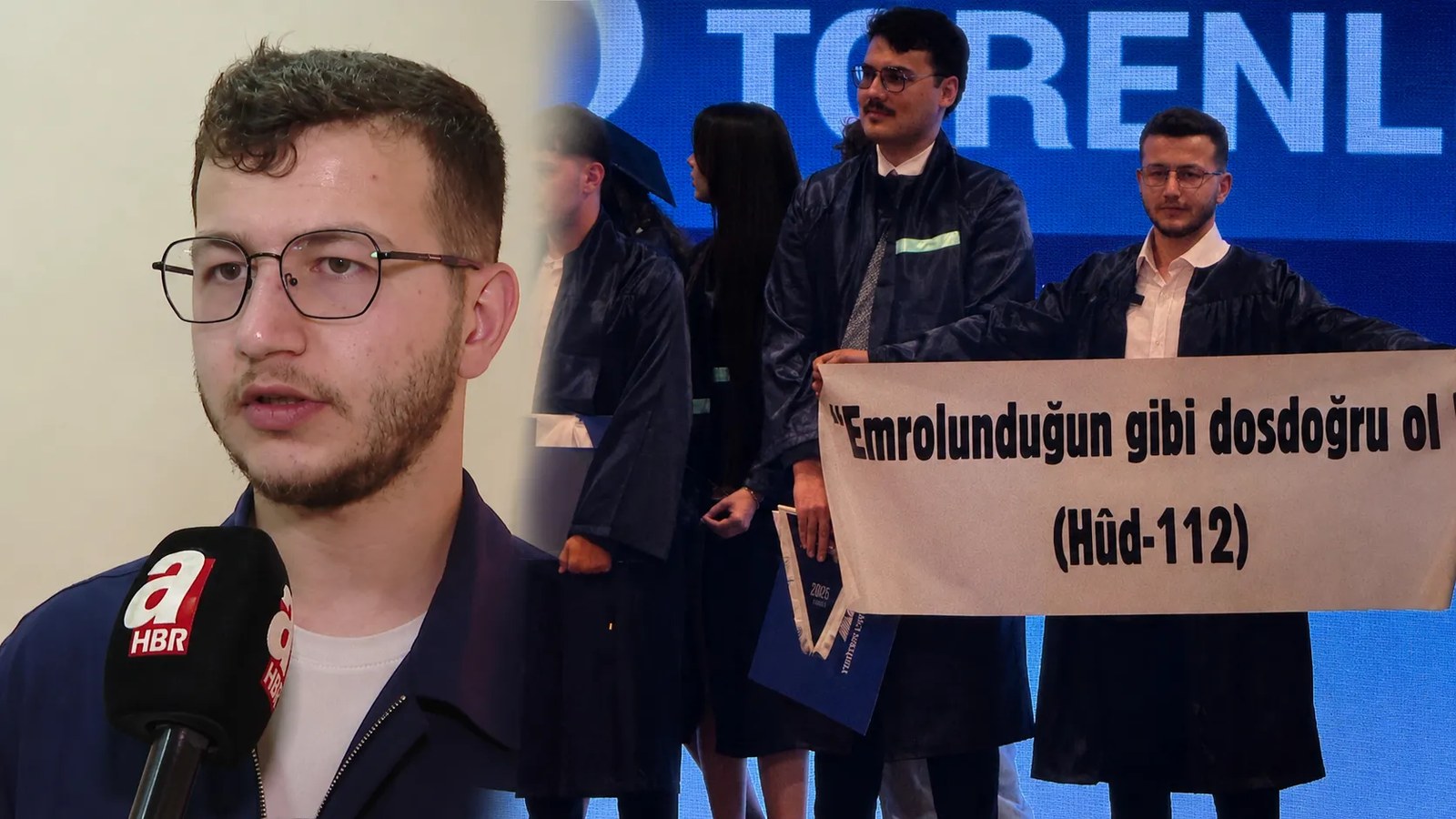 Yeditepe'de ayet yazılı pankartı açan öğrenci A Haber'de: 