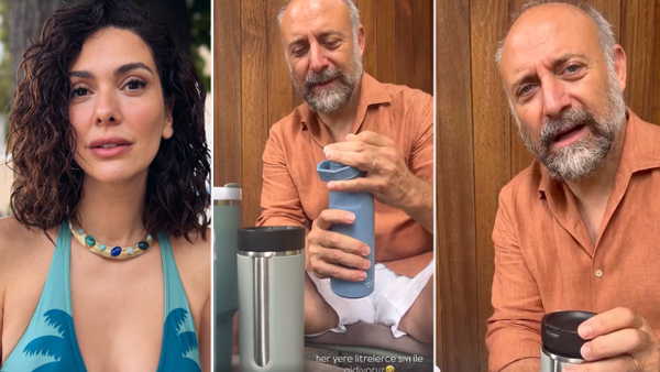 Bergüzar Korel, Halit Ergenç'in bilinmeyen alışkanlığını paylaştı: 'Her yere litrelerce sıvı ile gidiyoruz'